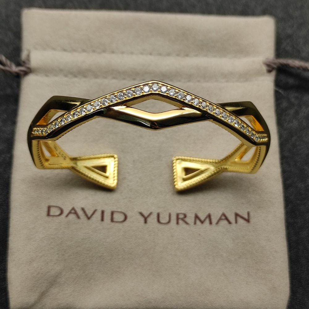 David Yurman Gold Double-Row Cufflink Bracelet